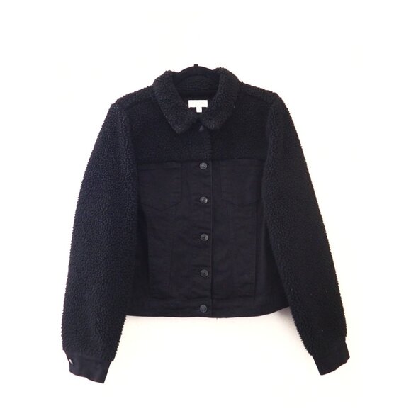 Shyanne Black Denim & Sherpa Jacket sz L - Picture 1 of 6